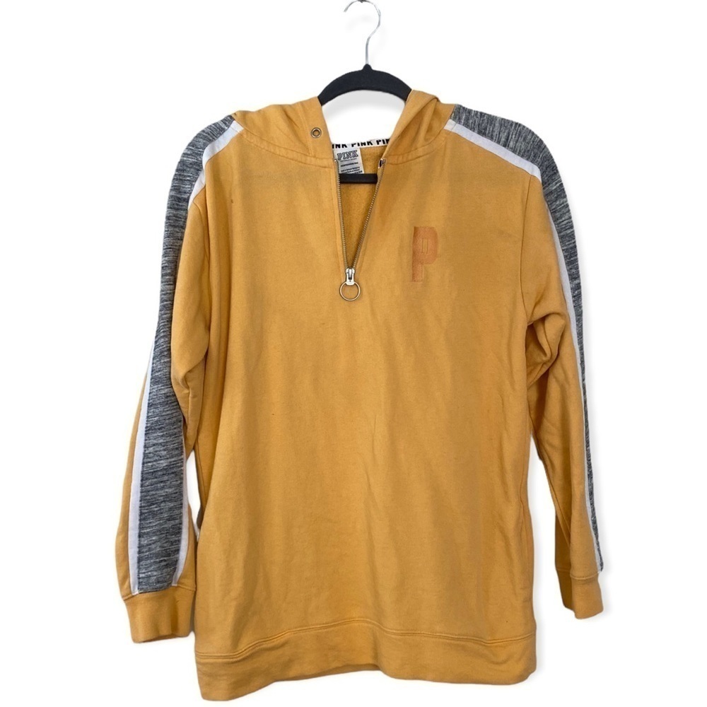 PINK Victoria’s Secret Yellow Quarter Zip Hoodie Sweatshirt Women’s Size XS - Picture 11 of 11